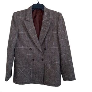 Brian Tucker Womens Wool and Alpaca Blend Plaid Blazer Size 8